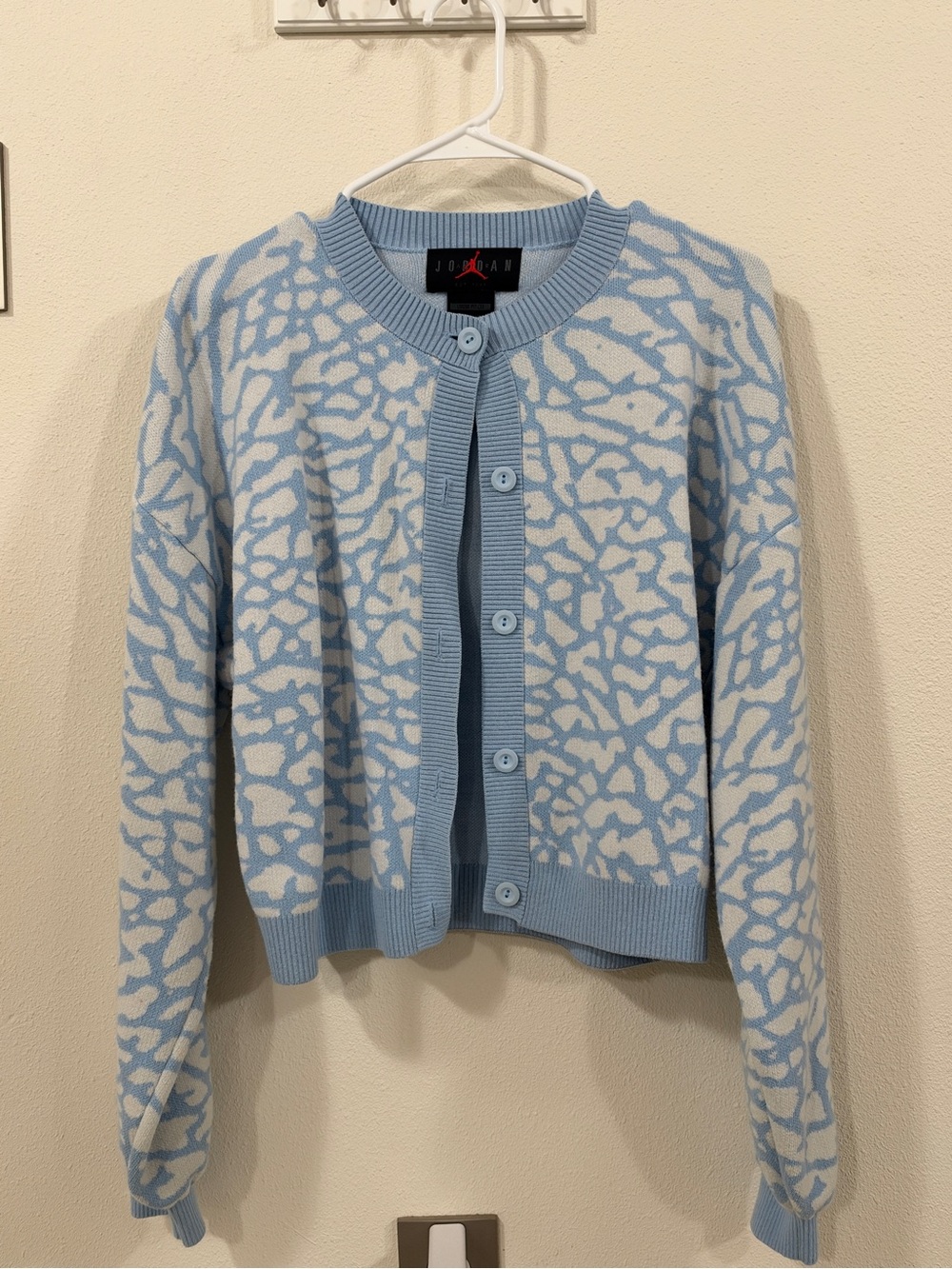Jordan Sky Blue and White Patterned Women's Cardigan